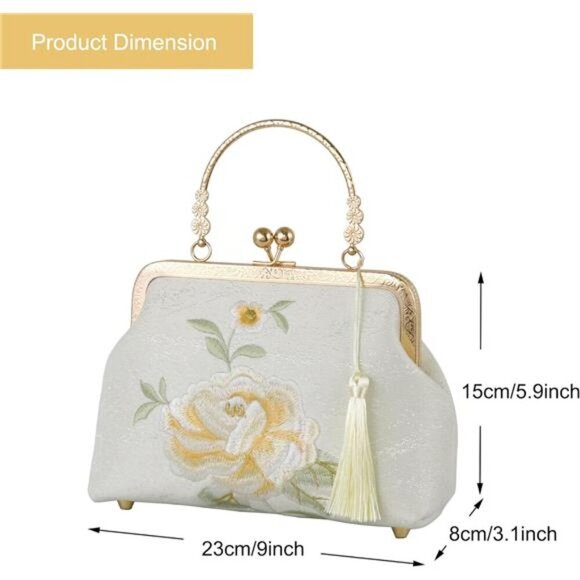 YeBon Retro Shoulder Chain Messenger Clutch Chinese Style Embroidered Elegant - Picture 2 of 8